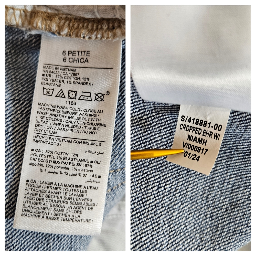 Old Navy Extra High Rise Wide Leg Crop Jeans Blue Denim Ski-Hi Womens Size 6P - Picture 11 of 12